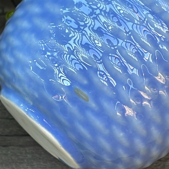 Vintage Blue Bundle of 2 :: Basketweave Dish and Baby Shoe Planter - Picture 6 of 11